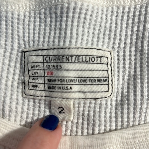Current/Elliott White Waffle Knit Boat Neck Long Sleeve T Shirt 2 - Picture 7 of 10